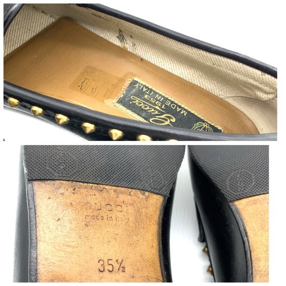 Gucci Betis Glamour Nero Studded Flats Shoes Loafers Horsebit - Picture 12 of 12